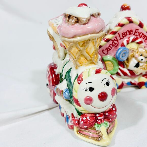 Vintage Fitz & Floyd Candy Lane Express Train Christmas 3 Piece Set 2001 - Picture 10 of 16